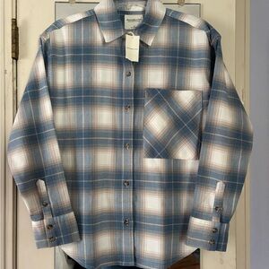 Abercrombie & Fitch Oversized  Blue and Cream Checkered Shirt